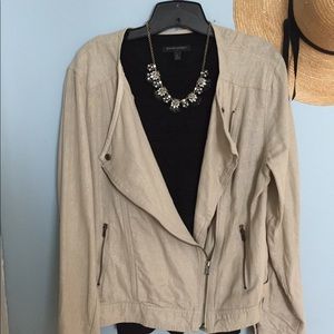 Gap Tan Linen Moto light wt Jacket with shimmer